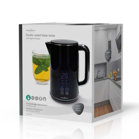 Elektromos vízforraló | 1.7 l | Műanyag | Fekete | 50,60,70,80,90,100 °C | Hőmérséklet jelző | 360 fokban elfogatható | Rejtett fűtőszál | Strix® vezérlő | Üresen forralás elleni védelem