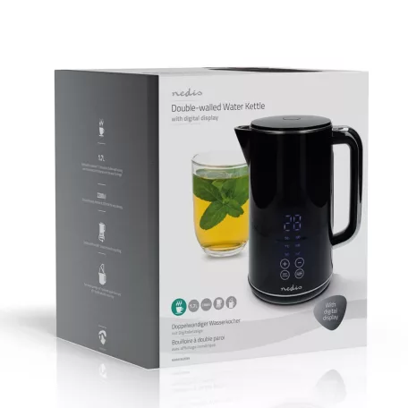 Elektromos vízforraló | 1.7 l | Műanyag | Fekete | 50,60,70,80,90,100 °C | Hőmérséklet jelző | 360 fokban elfogatható | Rejtett fűtőszál | Strix® vezérlő | Üresen forralás elleni védelem