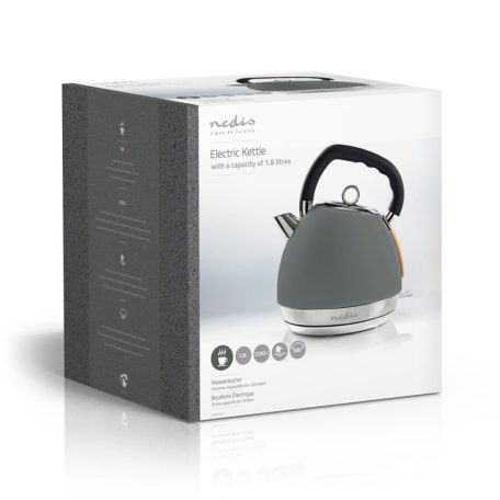 Elektromos vízforraló | 1.8 l | Puha Borítás | Szürke | 360 fokban elfogatható | Rejtett fűtőszál | Strix® vezérlő | Üresen forralás elleni védelem