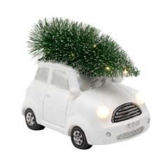   Home KDCA 15 LED-es kerámia fehér autó figura, beltéri kivitel, 11 db LED