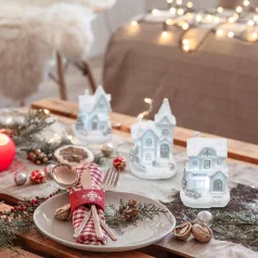   Home KDC 02 téli LED-es házikó, fehér, 12 féle forma, polyresin, beltéri