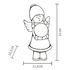 Kerámia figura, kislány, világító gömbbel