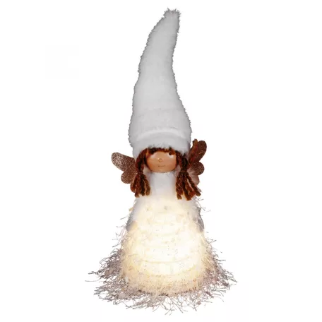 Home KDC 27 kerámia-plüss angyalka dekoráció, 1 db LED