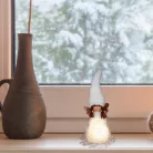 Home KDC 27 kerámia-plüss angyalka dekoráció, 1 db LED