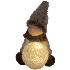   Home KDC 28 ülő figura kerámia-plüss dekoráció, EVA gömb, 1 db LED