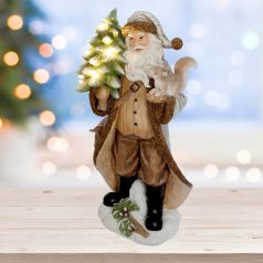 LED-es kerámia figura, Télapó, barna