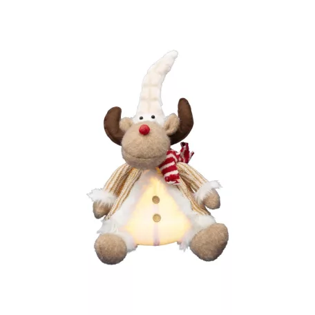 HOME KDD42 LED-es ülő rénszarvas, 40 cm, melegfehér LED, elemes tápellátás, beltéri kivitel