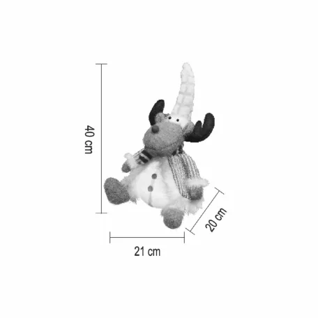 HOME KDD42 LED-es ülő rénszarvas, 40 cm, melegfehér LED, elemes tápellátás, beltéri kivitel