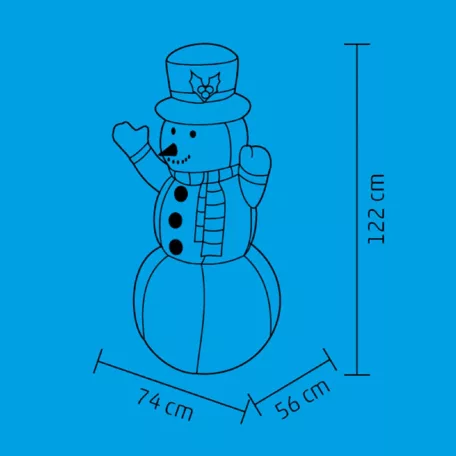 Home KD 120 H felfújható hóember, 3 db LED, beépített ventilátor, 4 db leszúró, kültéri, beltéri