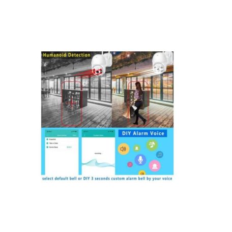 XPD Q980 Pro 8 LED WIFI térfigyelő kamera, YILOT APP-pal, 2MP, kültéri/beltéri, FullHD 2k, 4X zoom, forgatás, kétirányú kommunikáció, mozgásérzékelős hangriasztó, Fehér, YILOT app.