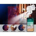 XPD Q980 Pro 8 LED WIFI térfigyelő kamera, YILOT APP-pal, 2MP, kültéri/beltéri, FullHD 2k, 4X zoom, forgatás, kétirányú kommunikáció, mozgásérzékelős hangriasztó, Fehér, YILOT app.