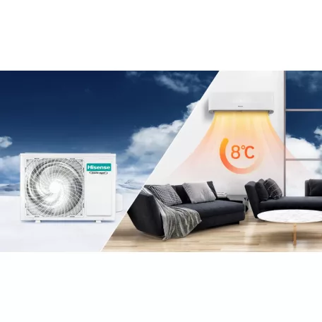 Hisense Energy Expert Plus  KF35XR0E 3,6kW mono oldalfali hűtő-fűtő klíma szett A+++ fűtésre optimalizált WIFI-s hőszívattyús légkondícionáló scop4,6