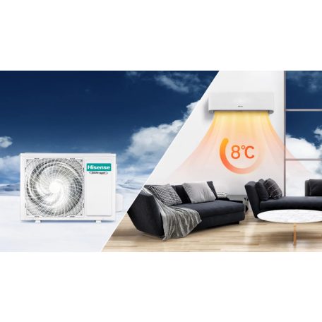 Hisense Energy Expert Plus  KF50BS0EG 5,2 kW mono oldalfali hűtő-fűtő klíma szett A+++ fűtésre optimalizált WIFI-s hőszívattyús légkondícionáló scop4,6