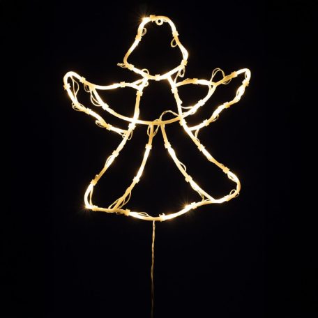 HOME KID501BWW LED-es angyal ablakdísz, 33x30 cm, 35 db melegfehér LED, időzítő, elemes tápellátás, beltéri kivitel