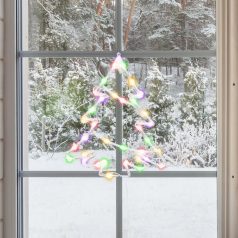   Home KID502M fenyőfa ablakdísz, kül- és beltéri kivitel, 35 db színes LED, 2 tapadókorong, fehér tápkábel, 33 x 28 cm