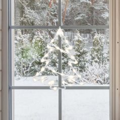   Home KID502WW fenyőfa ablakdísz, kül- és beltéri kivitel, 35 db melegfehér LED, 2 tapadókorong, fehér tápkábel, 33 x 28 cm