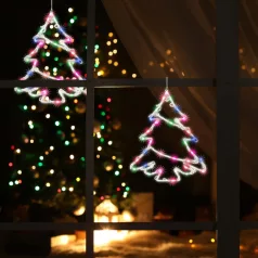   Home KID 502 B/M fenyőfa ablakdísz, 35 db színes LED, 3 funkció, kapcsolható