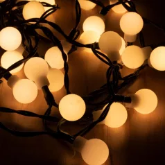   Home KII 100B/WW LED-es gömb fényfüzér, 8 m / 100 db melegfehér LED, állófényű, zöld vezeték, hálózati adapter, beltéri kivitel