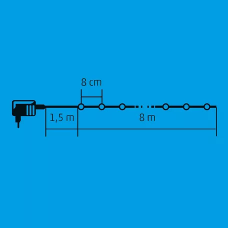 Home KII 100B/WW LED-es gömb fényfüzér, 8 m / 100 db melegfehér LED, állófényű, zöld vezeték, hálózati adapter, beltéri kivitel