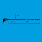 Home KII 100/T LED-es fényfüzér, 8 m / 100 db türkiz LED, állófényű, zöld vezeték, hálózati adapter, beltéri kivitel