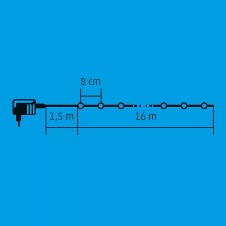 Home KII 200B/M LED-es gömb fényfüzér, 16 m / 200 db színes LED, állófényű, zöld vezeték, hálózati adapter, beltéri kivitel