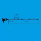 Home KII 200B/WW LED-es gömb fényfüzér, 16 m / 200 db melegfehér LED, állófényű, zöld vezeték, hálózati adapter, beltéri kivitel
