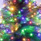 Home KII 50/M LED-es fényfüzér, 4 m / 50 db színes LED, állófényű, zöld vezeték, hálózati adapter, beltéri kivitel