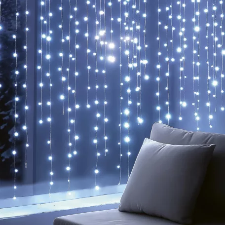 HOME KIN126DWH DOT LED-es fényfüggöny, 0,9 m, 126 db hidegfehér DOT LED, állófényű, hálózati tápellátás, beltéri kivitel