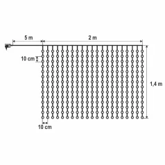   HOME KIN294DWW DOT LED-es fényfüggöny, 294db melegfehér DOT LED, 2m hosszú, állófényű, adapteres tápellátás, kül- és beltéri kivitel