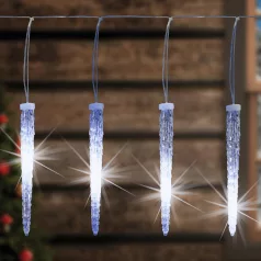   Home KJL 240 LED-es jégcsap fényfüzér, 5,32x0,24 m / 240 db hidegfehér LED, 15 db jégcsap, átlátszó vezeték, fényjáték, hálózati adapter, kül- és beltéri kivitel