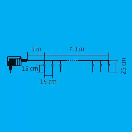 Home KJL 50C LED-es jégcsap fényfüzér, 7,3x0,25 m / 50 db hidegfehér LED, 50 db jégcsap, fehér vezeték, állófényű, hálózati adapter, kül- és beltéri kivitel