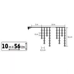   HOME KKF300D5M LED-es sziporkázó fényfüggöny, 300 db melegfehér DOT LED, átlátszó vezeték, hálózati adapter, kül- és beltéri kivitel