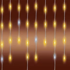   HOME KKF600D10M LED-es sziporkázó fényfüggöny, 600 db melegfehér DOT LED, átlátszó vezeték, 10 méter, hálózati adapter, kül- és beltéri kivitel