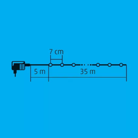 Home KKL 500C/WW LED-es fényfüzér, 35 m / 500 db melegfehér LED, állófényű, zöld vezeték, hálózati adapter, kül- és beltéri kivitel
