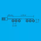 LED-es hókristály fényfüzér, fém