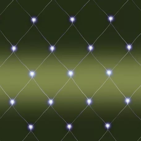 Home KLN 240C/WH LED-es háló, 3x3 m / 240 db hidegfehér LED, zöld vezeték, állófényű, hálózati adapter, kül- és beltéri kivitel