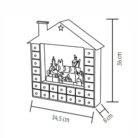 HOME KLW24 LED-es adventi naptár, 10 db melegfehér LED, fa és műanyag, elemes tápellátás, beltéri kivitel