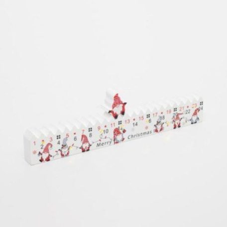 Home KLW25 LED-es adventi naptár, 7db LED világítás, fa alapanyag, elemes tápellátás, beltéri kivitel