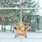 Home KLW 17 S ajtódísz, ablakdísz, fa, csillag forma, 6 db LED, lézervágott, hóember, kapcsolható