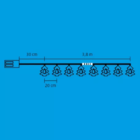 LED-es izzósor, fa fenyő, 3,8m, 3V