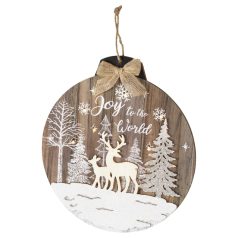   Home KLW 32 ablakdísz, ajtódísz, fa, 6 db LED, lézervágott, kapcsolható