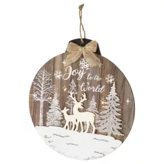   Home KLW 32 ablakdísz, ajtódísz, fa, 6 db LED, lézervágott, kapcsolható