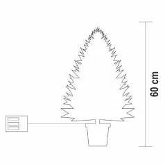   Home KMF60BLED elemes műfenyő tobozokkal, LED-ekkel, 60cm magas, 30db melegfehér LED, 8 program, 2D tűlevelek, elemes tápellátás, beltéri kivitel