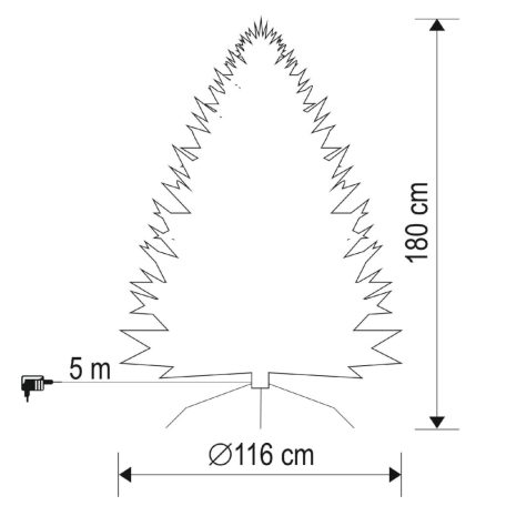 HOME KMF8LED180 havas műfenyő LED-ekkel, 250db melegfehér LED, 180cm magas, 116cm átmérő, 3D és 2D tűlevelek, hálózati tápellátás, beltéri kivitel