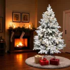 HOME KMF8LED240 havas műfenyő LED-ekkel, 460db melegfehér LED, 240cm magas, 144cm átmérő, 3D és 2D tűlevelek, hálózati tápellátás, beltéri kivitel