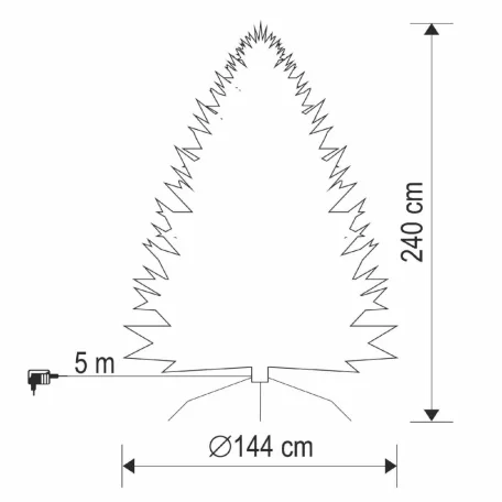 HOME KMF8LED240 havas műfenyő LED-ekkel, 460db melegfehér LED, 240cm magas, 144cm átmérő, 3D és 2D tűlevelek, hálózati tápellátás, beltéri kivitel