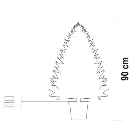 Home KMF90BLED elemes műfenyő LED-ekkel, 100db melegfehér LED, 90cm magas, 3D és 2D tűlevelek, elemes tápellátás, beltéri kivitel