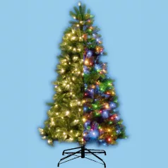   Home KMF 6/210 műfenyő beépített világítással, 500 db LED, 210 cm magasság, 119 cm átmérő, talpkapcsoló, 4 funkció