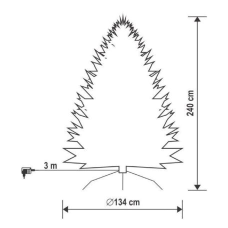 Home KMF 6/240 műfenyő beépített világítással, 650 db LED, 240 cm magasság, 134 cm átmérő, talpkapcsoló, 4 funkció