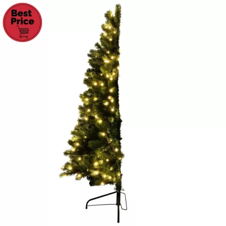 Home KMF 7/150 fél műfenyő beépített világítással, 180 db LED, 150 cm magasság, 85 cm legnagyobb átmérő, sík oldal